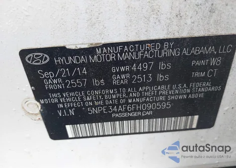 2015 Hyundai Sonata Sport из США, поврежденный, VIN 5NPE34AF6FH090595